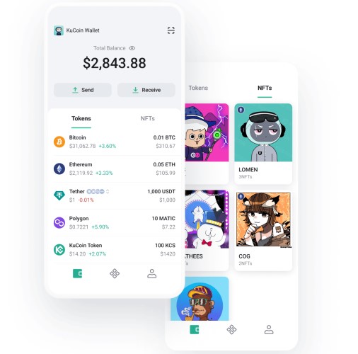 Interface de l'application Kucoin Wallet